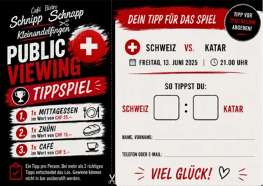 Tippspiel: Public-Viewing im Cafè Schnipp Schnapp in Kleinandelfingen