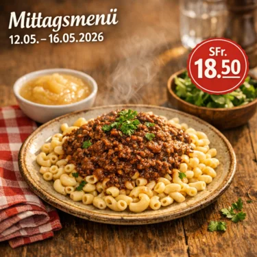 Mittagsmenue - Hörnli mit Ghacktes