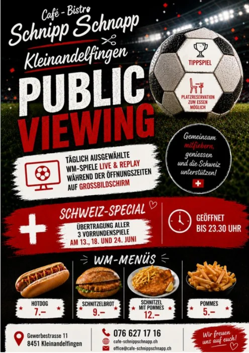 Publlc-Viewing im Caffè Schnipp Schnapp in Kleinandelfingen